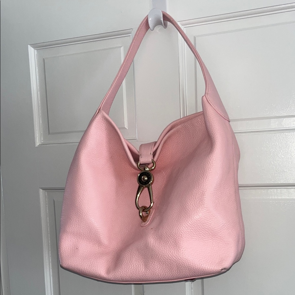 Dooney and Bourke Logo Lock Hobo Pink Leather Bag